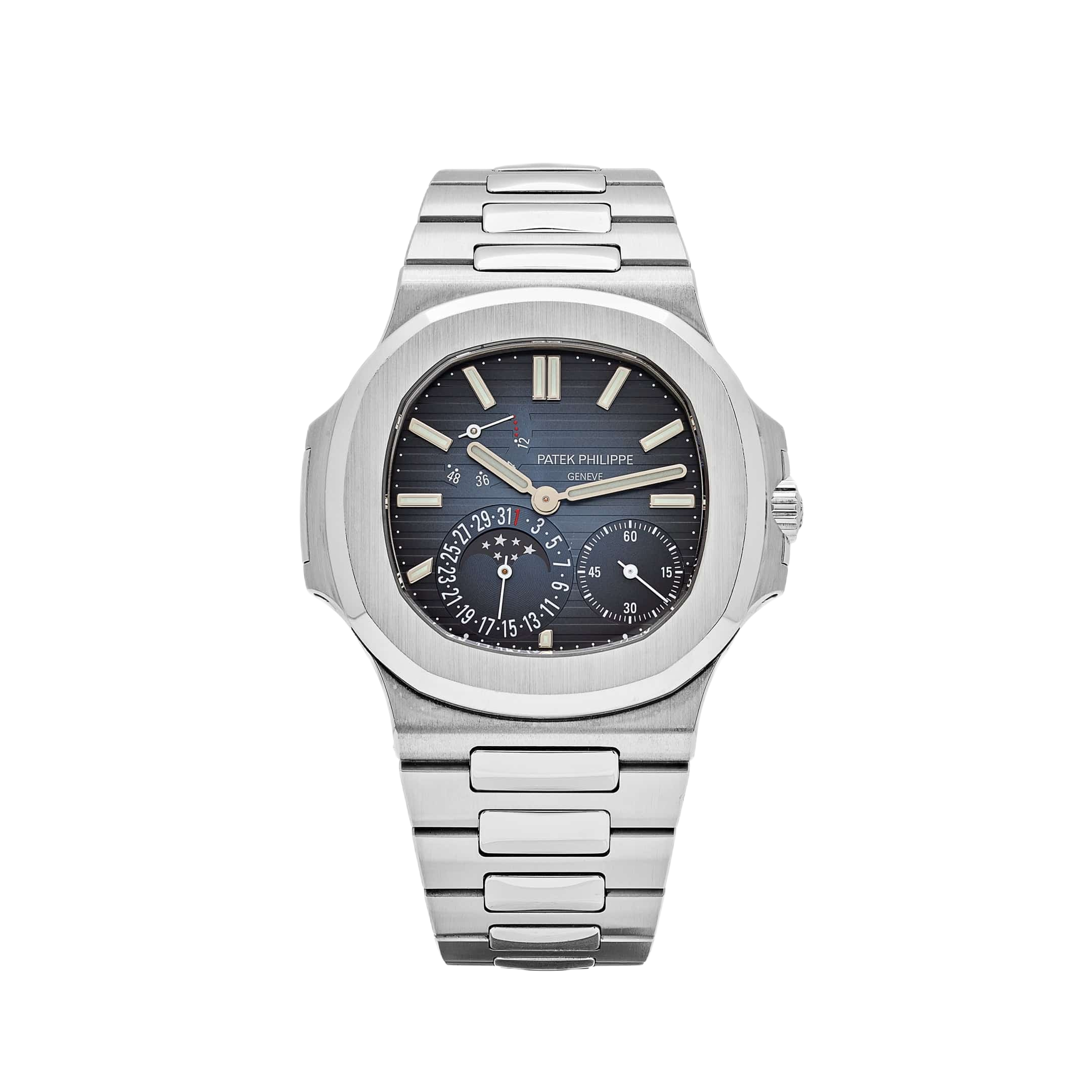 Patek Philippe Nautilus Stainless Steel Blue Dial Moon Phases