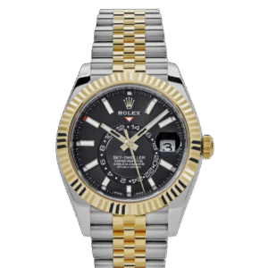 Rolex Sky-Dweller Stainless Steel Yellow Gold Jubilee Black Dial