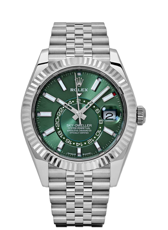 Rolex Sky-Dweller Stainless Steel Green Dial Jubilee