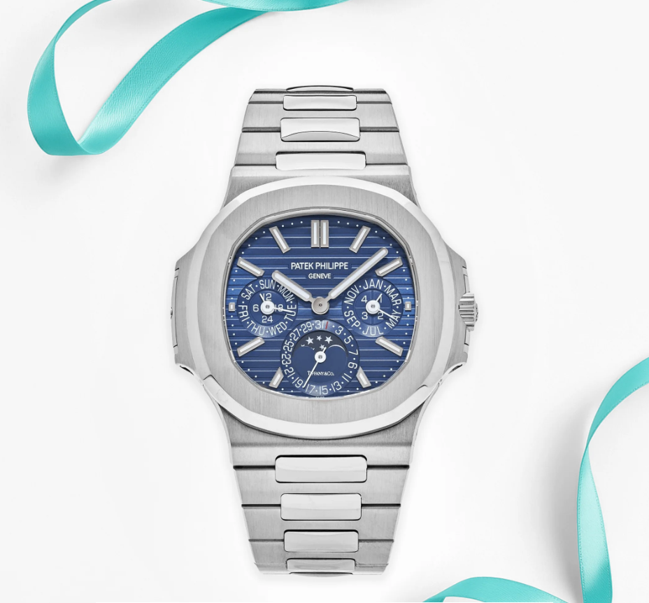 Patek Philippe Nautilus 5740/1G-001 'Tiffany & Co.' Perpetual Calendar Moon Phases White Gold Blue Dial
